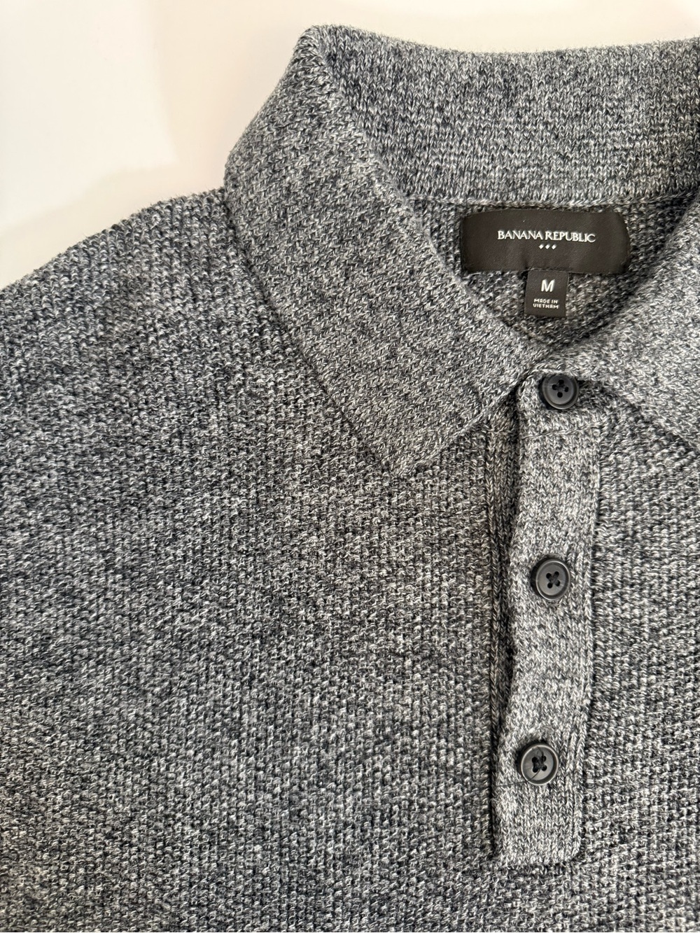 NWOT | Banana Republic Charcoal Men's Seed Stitch Merino Wool Polo | Medium - Picture 10 of 13